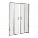 Nuie Pacific Double Sliding Shower Door with Polished Chrome Profile and Rounded T-Bar Handles 1850mm H x 1500mm W x 6mm Glass