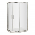 Nuie Pacific Offset Quadrant Shower Enclosure with Polished Chrome Profile and Rounded T-Bar Handles 1850mm H x 900mm W x 760mm D x 6mm Glass