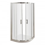 Nuie Pacific Quadrant Shower Enclosure with Polished Chrome Profile and Rounded T-Bar Handles 1850mm H x 900mm W x 6mm Glass