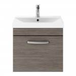 Nuie Athena 500mm Wall-hung 1-Drawer Vanity Unit with Thin-Edge Basin 1TH - Anthracite Woodgrain