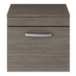 Nuie Athena 500mm Wall-hung 1-Drawer Vanity Unit with Matching Worktop - Anthracite Woodgrain