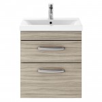 Nuie Athena Driftwood 500mm Wall Hung 2 Drawer Cabinet & Basin 1
