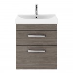 Nuie Athena 500mm Wall-hung 2-Drawer Vanity Unit with Thin-Edge Basin 1TH - Anthracite Woodgrain