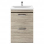 Nuie Athena Driftwood 600mm Floor Standing 2 Drawer Cabinet & Basin 1
