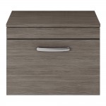Nuie Athena 600mm Wall-hung 1-Drawer Vanity Unit with Matching Worktop - Anthracite Woodgrain