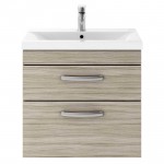 Nuie Athena Driftwood 600mm Wall Hung 2 Drawer Cabinet & Basin 1