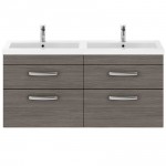 Nuie Athena Brown Grey Avola 1200mm Wall Hung 4 Drawer Cabinet & Basin 4