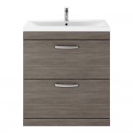 Nuie Athena 800mm Floor Standing 2-Drawer Vanity Unit with Mid-Edge Basin 1TH - Anthracite Woodgrain