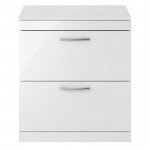 Nuie Athena Gloss White 800mm Floor Standing 2 Drawer Cabinet & Worktop