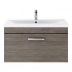 Nuie Athena 800mm Wall-hung 1-Drawer Vanity Unit with Mid-Edge Basin 1TH - Anthracite Woodgrain