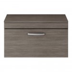 Nuie Athena 800mm Wall-hung 1-Drawer Vanity Unit with Matching Worktop - Anthracite Woodgrain
