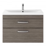 Nuie Athena 800mm Wall-hung 2-Drawer Vanity Unit with Mid-Edge Basin 1TH - Anthracite Woodgrain