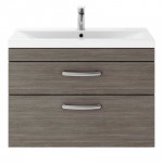 Nuie Athena Brown Grey Avola 800mm Wall Hung 2 Drawer Cabinet & Basin 2