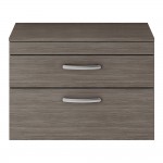 Nuie Athena 800mm Wall-hung 2-Drawer Vanity Unit with Matching Worktop - Anthracite Woodgrain