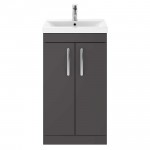 Nuie Athena Gloss Grey 500mm Floor Standing 2 Door Cabinet & Basin 3