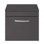 Nuie Athena Gloss Grey 500mm Wall Hung 1 Drawer Cabinet & Worktop