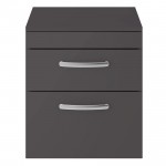 Nuie Athena Gloss Grey 500mm Wall Hung 2 Drawer Cabinet & Worktop