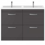 Nuie Athena Gloss Grey 1200mm Floor Standing 4 Drawer Cabinet & Basin 4