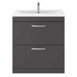 Nuie Athena Gloss Grey 800mm Floor Standing 2 Drawer Cabinet & Basin 1