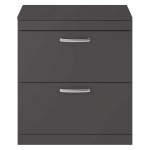 Nuie Athena Gloss Grey 800mm Floor Standing 2 Drawer Cabinet & Worktop