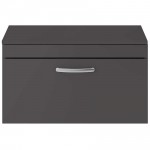 Nuie Athena Gloss Grey 800mm Wall Hung 1 Drawer Cabinet & Worktop