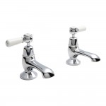 Old London by Hudson Reed Topaz Chrome Lever Bath Taps with Dome Collar - White Indices & Levers