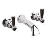 Hudson Reed Topaz Black Lever Wall Mounted Bath Tap - Hex Collar