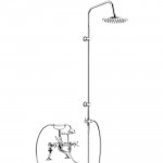 Nuie Beaumont Luxury 3/4 Cranked Bath Shower Mixer Tap with 3 Way Round Rigid Riser Rail Kit