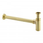 Brushed Brass Round Basin Bottle Trap With 300mm Extension Tube