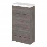 Hudson Reed Fusion 500mm WC Back to Wall Toilet Unit & Polymarble Top - Slimline - Anthracite Woodgrain