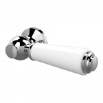 Old London by Hudson Reed Topaz Traditional White Ceramic Toilet Lever Handle - Chrome