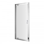 Nuie Ella Pivot Shower Door with Satin Chrome Profile and Classic Bow Handle 1850mm H x 700mm W x 5mm Glass