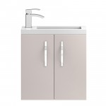 Hudson Reed Apollo Compact Cashmere Wall Hung 500mm Vanity Cabinet & Basin 2