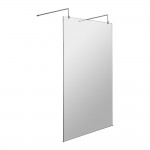 Hudson Reed Wetroom Shower Screen with Chrome Support Arms & Feet 1200mm W x 1950mm H x 8mm Glass