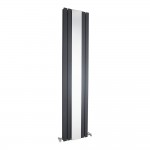 Hudson Reed Sloane Vertical Double Panel Designer Radiator with Mirror 1800mm H x 381mm W - Anthracite