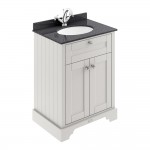 Old London by Hudson Reed 600mm 2-Door Vanity Unit & Black Round Marble Top Basin 1TH - Timeless Sand Woodgrain
