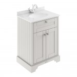 Old London by Hudson Reed 600mm 2-Door Vanity Unit & White Round Marble Top Basin 1TH - Timeless Sand Woodgrain