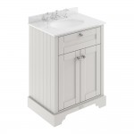 Old London by Hudson Reed 600mm 2-Door Vanity Unit & White Round Marble Top Basin 3TH - Timeless Sand Woodgrain