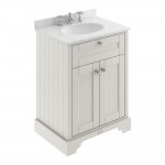 Old London by Hudson Reed 600mm 2-Door Vanity Unit & Grey Round Marble Top Basin 3TH - Timeless Sand Woodgrain