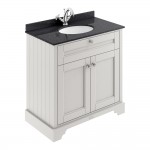 Old London by Hudson Reed 800mm 2-Door Vanity Unit & Black Round Marble Top Basin 1TH - Timeless Sand Woodgrain
