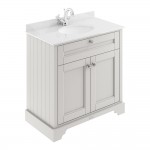 Old London by Hudson Reed 800mm 2-Door Vanity Unit & White Round Marble Top Basin 1TH - Timeless Sand Woodgrain