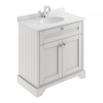 Old London by Hudson Reed 800mm 2-Door Vanity Unit & Grey Round Marble Top Basin 1TH - Timeless Sand Woodgrain