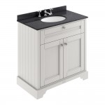 Old London by Hudson Reed 800mm 2-Door Vanity Unit & Black Round Marble Top Basin 3TH - Timeless Sand Woodgrain