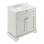 Old London by Hudson Reed 800mm 2-Door Vanity Unit & White Round Marble Top Basin 3TH - Timeless Sand Woodgrain