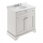 Old London by Hudson Reed 800mm 2-Door Vanity Unit & Grey Round Marble Top Basin 3TH - Timeless Sand Woodgrain
