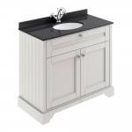 Old London by Hudson Reed 1000mm 2-Door Vanity Unit & Black Round Marble Top Basin 1TH - Timeless Sand Woodgrain