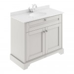 Old London by Hudson Reed 1000mm 2-Door Vanity Unit & White Round Marble Top Basin 1TH - Timeless Sand Woodgrain