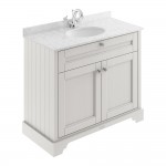 Old London by Hudson Reed 1000mm 2-Door Vanity Unit & Grey Round Marble Top Basin 1TH - Timeless Sand Woodgrain