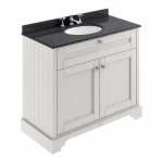 Old London by Hudson Reed 1000mm 2-Door Vanity Unit & Black Round Marble Top Basin 3TH - Timeless Sand Woodgrain