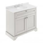 Old London by Hudson Reed 1000mm 2-Door Vanity Unit & White Round Marble Top Basin 3TH - Timeless Sand Woodgrain
